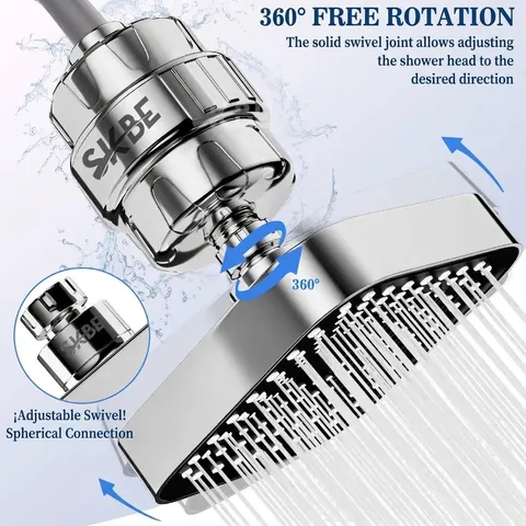 Pomme de Douche à Effet de Pluie Haute Pression Avec Système de Filtre à Eau Pulvérisateur Fixe en ABS Chromé
