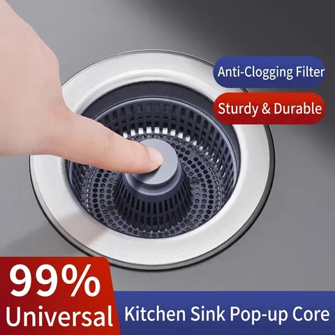 Universal Kitchen Sink Bounce Core Drain Stopper ABS Anti Clogging Filter Basket Kitchen Bathroom Sink Strainer Filter