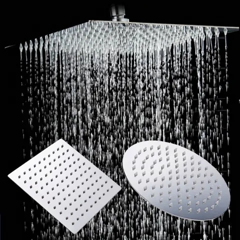 Stainless Steel Rainfall Shower Head Pressurized High Flow Water Saving Top Spray Bathroom Showerhead Round Square Bathroom Fixture