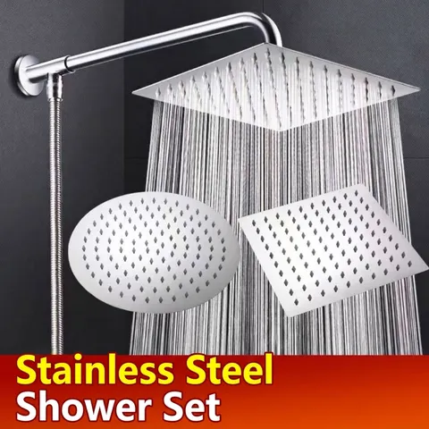 Polished Stainless Steel High Pressure Rainfall Shower Head Wall Mounted Bathroom Rain Shower Head Showering System