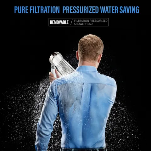 High Pressure Handheld Shower Head With Filter Cotton Pressurized Water Saving Chrome Plated ABS Bathroom Spray Nozzle