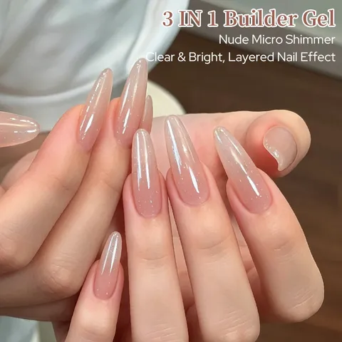 BORN PRETTY 3 En 1 Gel de Construcción Nude Brillante Gel de Extensión para Construir Reforzar Colorear UV LED Manicura