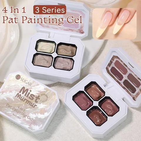 UR SUGAR 4-In-1 Solid Pat Painting Gel Palette Morandi Series Smudge Gradient Blush Nail Art Polish Gel For Covering Free Edge French Manicure