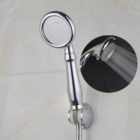High Pressure Handheld Shower Head Water Saving Chrome ABS Bathroom Showerhead Spray Nozzle With Stainless Steel Panel