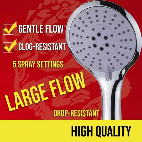 5-Mode Adjustable Handheld Showerhead Chrome ABS Bathroom High Pressure Shower Head Sprayer With 5 Spray Settings For Home