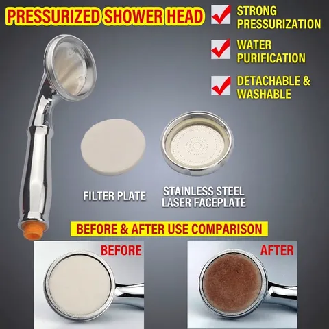 High Pressure Handheld Shower Head Water Saving Chrome ABS Bathroom Showerhead Spray Nozzle With Stainless Steel Panel