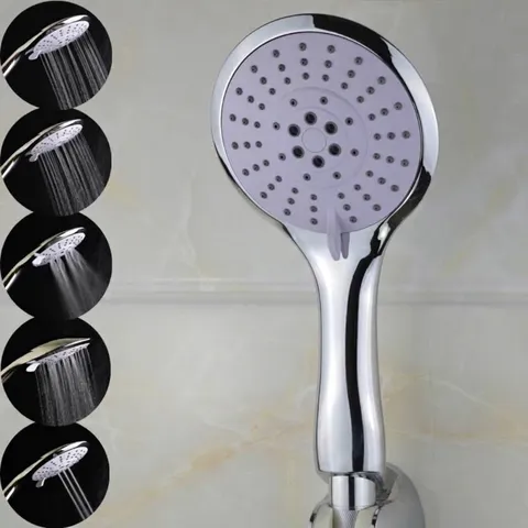 5-Mode Adjustable Handheld Showerhead Chrome ABS Bathroom High Pressure Shower Head Sprayer With 5 Spray Settings For Home