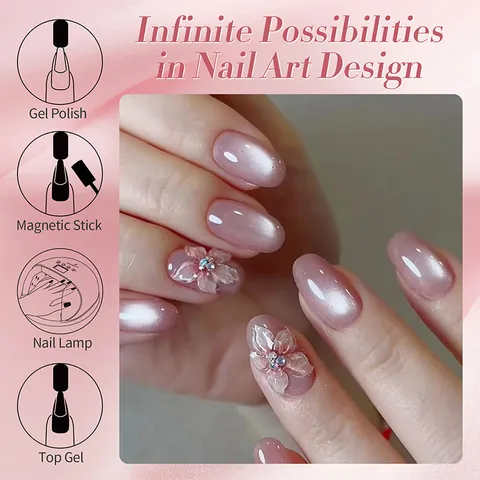 Magnetische Kattenoog Gel Nagellak Gedroogde Roos Roze Glitter Schittering Soak Off UV LED Lak Voor Professionele Nagelkunst
