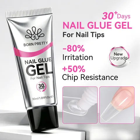 Gel de Colle à Ongles Solide BORN PRETTY 3 En 1 Pour Pointes Adhésif Strass Et Gel d'Extension de Sculpture 3D Transparent Durcissement UV LED Art des Ongles