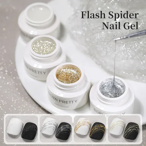 BORN PRETTY Semi-Solid Spider Nail Gel High Elasticity Sparkling Polish Painting Drawing Gel For DIY Nail Art Decoration