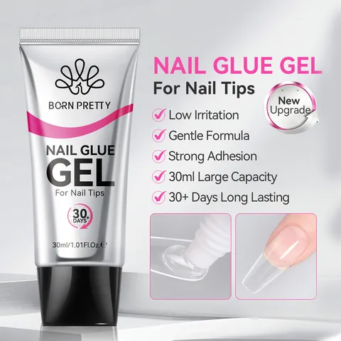 Gel de Colle à Ongles Solide BORN PRETTY 3 En 1 Pour Pointes Adhésif Strass Et Gel d'Extension de Sculpture 3D Transparent Durcissement UV LED Art des Ongles