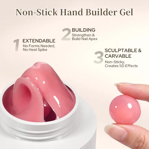 BORN PRETTY Gel d'Extension d'Ongles Main Non Collante Gel de Construction 5D Sculpture UV LED pour Nail Art Design DIY Transparent Rose Blanc Nude Vernis à Ongles Multifonction