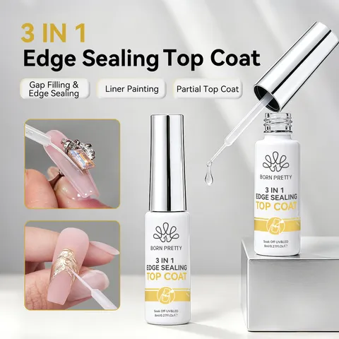 BORN PRETTY Three In One Edge Sealing Top Coat Nail Gel No Wipe Gap Filling Functional UV LED Nail Art Gel