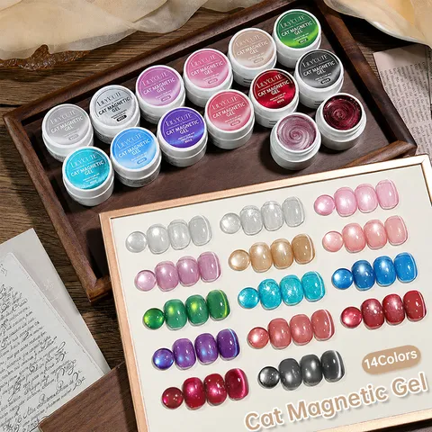 Vernis à Ongles en Gel Magnétique Oeil de Chat Perle de Verre Glacé Transparent Paillettes UV LED Gel de Manucure Art
