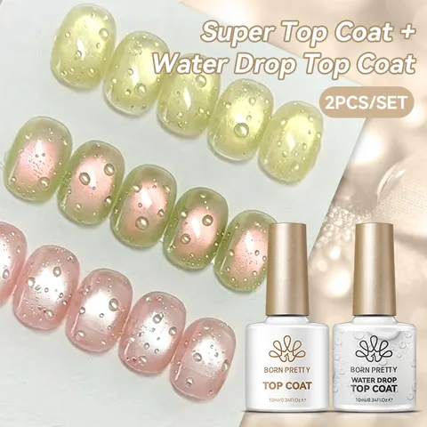 Born Pretty Finition Goutte d'Eau Effet 3D Vernis Gel Transparent Sans Essuyage Gel de Modelage Glacé pour Décoration d'Ongles