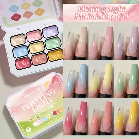 BORN PRETTY Palette de Gel Peinture à Ongles Multicolore Gel Solide pour Relief Dégradé Stamping Vernis Gel Manucure Art Multifonctionnel