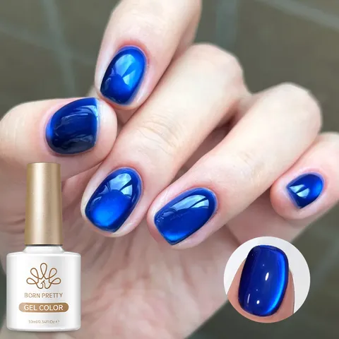 BORN PRETTY Zee Glaskraal Cat Eye Gel Nagellak Magnetische Gel Diepblauw Abyss Sea Glitter UV LED Uitharding Nagelkunst