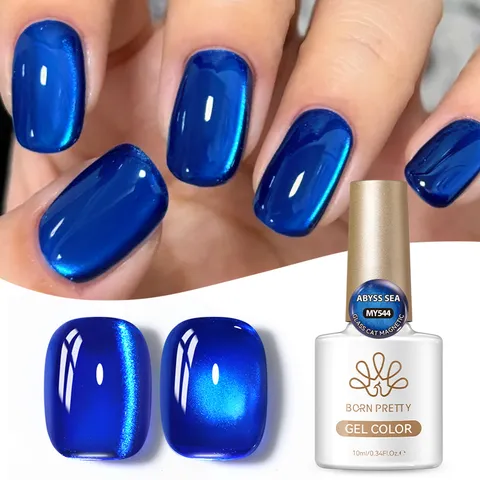 BORN PRETTY Zee Glaskraal Cat Eye Gel Nagellak Magnetische Gel Diepblauw Abyss Sea Glitter UV LED Uitharding Nagelkunst