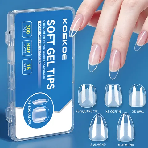 KOSKOE Soft Gel Nail Tips Ultra Thin Seamless Half Matte Full Cover Press On Nails For DIY Manicure Professional Beauty Tools