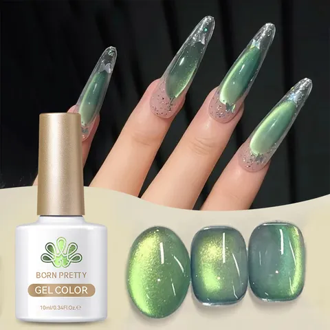 Summer Green Series Cat Eye Magnetic Gel Polish Glass Bead Effect Soak Off UV LED Nail Art Gel Manicure