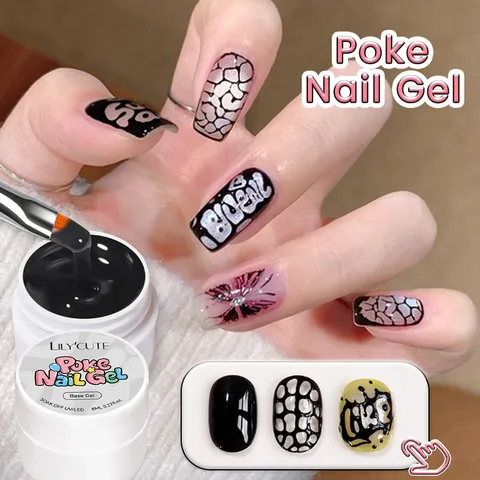 LILY CUTE Poke Nail Gel Artistic 3D Texture Painting Gel UV LED Soak Off Nail Art Lace Wave Pattern Drawing Gel For Professional Manicure Salon