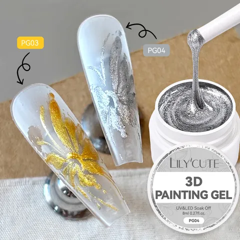 LILY'CUTE 3D Painting Gel For Nail Art Embossing Lining Creamy Texture UV LED Soak Off Resin Nail Polish DIY Manicure Tools