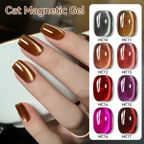 LILY'CUTE Katzenauge Magnetischer Gellack Feiner Schimmer Bernsteinrot Soak Off UV LED Nagelkunst Gel Für Damen Maniküre