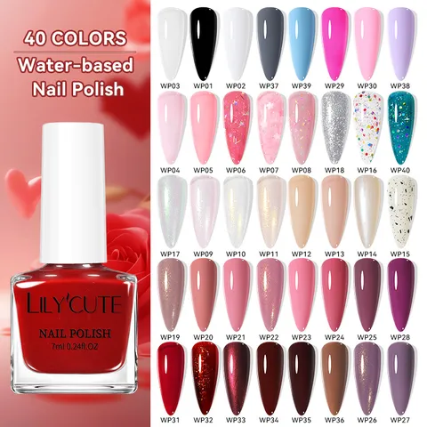 Vernis à Ongles à Base d'Eau Sans Odeur Séchage Rapide Longue Tenue Nude Pailleté Fini Brillant Sans Lampe Vernis pour Femme