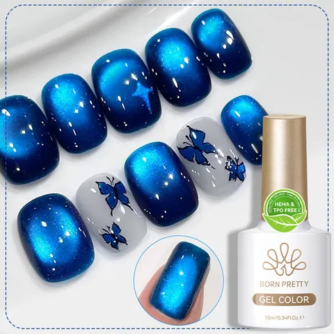 Rijnmeer Serie Blauw Magnetisch Kattenoog Nagellack Gepolariseerd Zand Kristal Glitter UV Gel Voor Professioneel Nagelontwerp