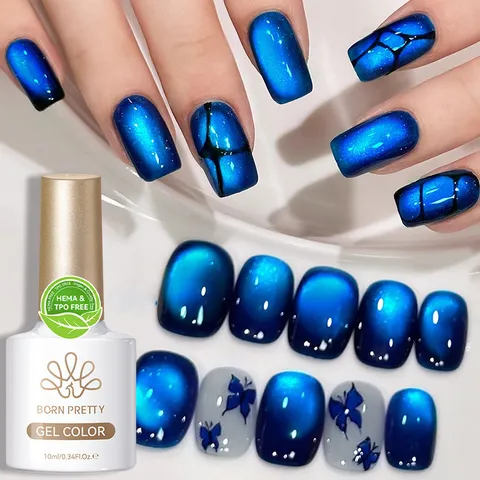 Rijnmeer Serie Blauw Magnetisch Kattenoog Nagellack Gepolariseerd Zand Kristal Glitter UV Gel Voor Professioneel Nagelontwerp