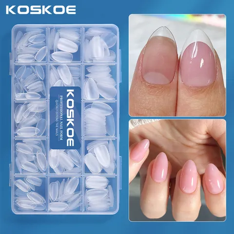 Matte Soft Gel Tips Pre-Buffed Ultra-Thin Seamless Press On Nails Almond Square Coffin Oval Shape Full Cover Fake Nails Extension Kit For Women