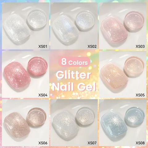 LILY'CUTE Glitter Nail Gel Polish Reflective Quicksand Shimmer UV LED Soak Off Professional Manicure Decorative Nail Art Tool