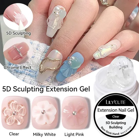 LILY'CUTE 5D Bildhauerei Verlängerungsgel Nicht Klebend Festes Aufbau UV LED Gel Für DIY Nagelkunst Stereoskopische Dekoration