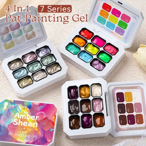 UR SUGAR 9-Grid Solid Gel Nail Polish Set Pat Painting Gel For Gradient Blush Relief Nail Art Oil Painting Texture Painting Gel