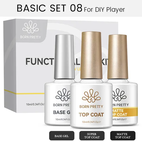 BORN PRETTY Επαγγελματικό Κιτ Βερνικιών Gel Base Και Top Coat Ματ Εξαιρετικά Γυαλιστερό Φινίρισμα Gel Ενίσχυσης UV LED Εργαλείο Μανικιούρ
