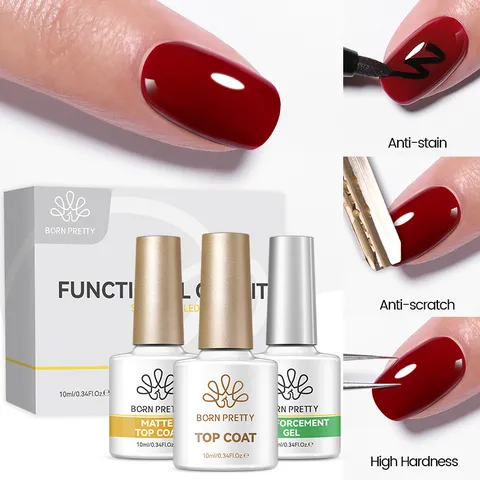 BORN PRETTY Επαγγελματικό Κιτ Βερνικιών Gel Base Και Top Coat Ματ Εξαιρετικά Γυαλιστερό Φινίρισμα Gel Ενίσχυσης UV LED Εργαλείο Μανικιούρ