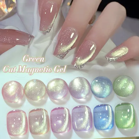 BORN PRETTY Green Wizard of Oz Series Cat Eye Gel Polish Sparkling Spar Effect Magnetic Soak Off UV LED Nail Art Gel