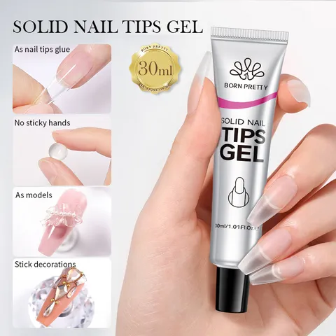 Solid Nail Tips Gel Strong Adhesion Clear Solid Gel For Press On Nails Extension Professional Manicure Tool Long Lasting Adhesive Gel