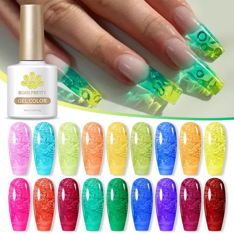 BORN PRETTY Vernis à Ongles en Gel Jelly Nude Translucide Rose Violet Soak Off UV LED Gel Vernis Finition Manucure Professionnelle