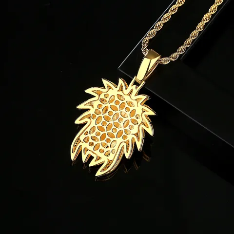 Hip Hop Brass Zirconia Indian Chief Head Pendant Necklace For Men Gold Plated Rope Chain Rap Jewelry Accessories