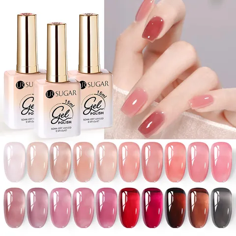 UR SUGAR Jelly Nude Vernis à Ongles Gel Rose Translucide Soak Off UV LED Gel Varnish Pour Manucure Salon Professional Nail Art Bouteille en Verre