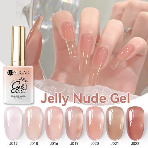 UR SUGAR Jelly Nude Vernis à Ongles Gel Rose Translucide Soak Off UV LED Gel Varnish Pour Manucure Salon Professional Nail Art Bouteille en Verre