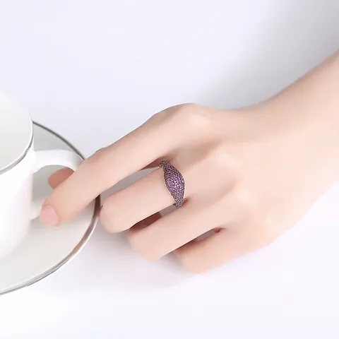 Anillo de Banda Hip Hop Cobre Circonia Pavé Completo para Hombres Mujeres Colorido Micro Pavé Espinela Joyería de Anillo Personalizado