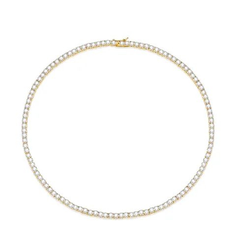 Collar de Cadena de Tenis de Circonia para Hombres Mujeres Hip Hop Punk Cadena de Cobre Chapado en Oro Plata Joyería Regalo