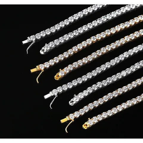 Collar de Cadena de Tenis de Circonia para Hombres Mujeres Hip Hop Punk Cadena de Cobre Chapado en Oro Plata Joyería Regalo