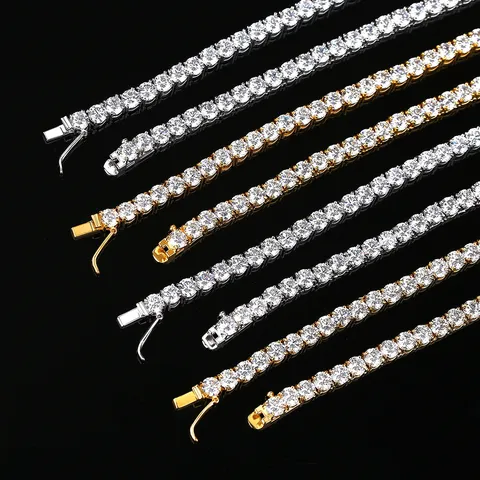 Collar de Cadena de Tenis de Hip Hop Circonia Iced Out Cadena de Eslabones de Cobre para Hombres Mujeres Joyería de Moda Regalo