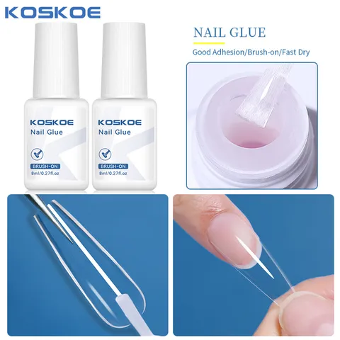 KOSKOE Sterke Nagellijm Voor Kunstnagels Transparant Sneldrogend Penseel Nagellijm Professionele Manicure Gereedschappen