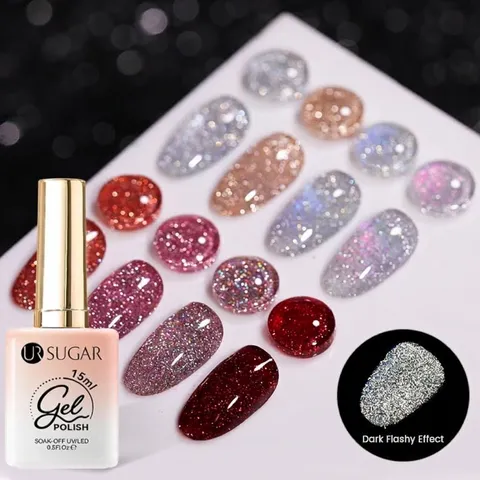 UR SUGAR Smalto per Unghie in Gel Glitter Riflettente UV LED Soak Off Disco Scintillante Effetto Diamante Arte delle Unghie