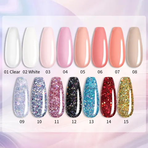 Kit d'Extension d'Ongles en Polygel Professionnel Gel de Construction avec Embouts et Pinceau à Double Extrémité pour Femmes