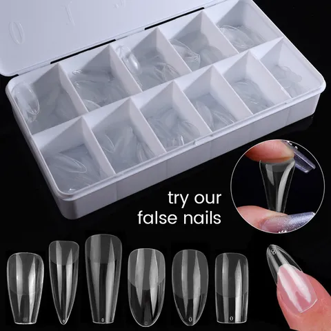 Soft Gel Full Cover Clear Nail Tips Seamless Ultra Thin False Nails Extension Set For Professional Manicure DIY Tool Women